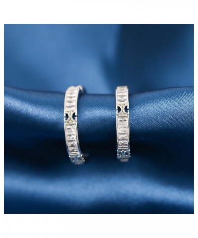 Women's and Teens' C Shaped Cubic Zirconia Cartilage Hoop Earring with 925 Sterling Silver Post 22MM White Gold $10.44 Earrings