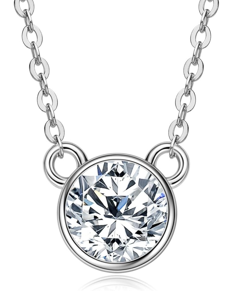 Moissanite Necklaces for Women, 1-2CT D-E Color VVS1 Clarity Moissanite Diamond Pendant, 18K White Gold Plated Necklace, Jewe...