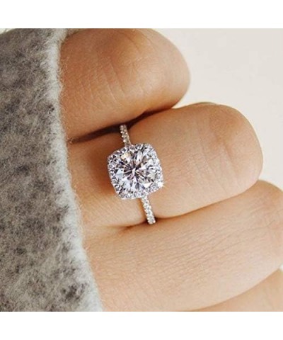 925 Silver CZ Ring Solitaire Crystal Ladies Engagement Ring Cubic Zirconia Promise Engagement Wedding Ring (10) 7 $7.55 Rings