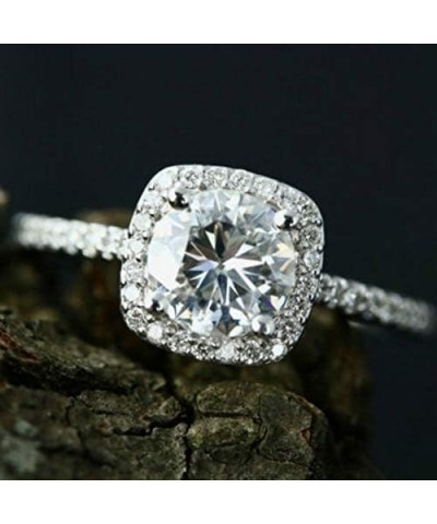 925 Silver CZ Ring Solitaire Crystal Ladies Engagement Ring Cubic Zirconia Promise Engagement Wedding Ring (10) 7 $7.55 Rings