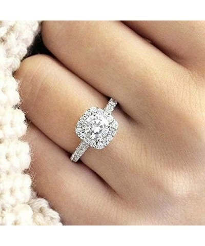 925 Silver CZ Ring Solitaire Crystal Ladies Engagement Ring Cubic Zirconia Promise Engagement Wedding Ring (10) 7 $7.55 Rings