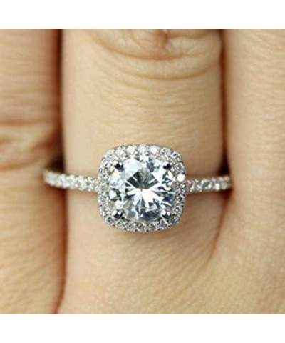 925 Silver CZ Ring Solitaire Crystal Ladies Engagement Ring Cubic Zirconia Promise Engagement Wedding Ring (10) 7 $7.55 Rings