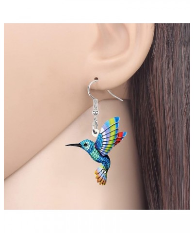 Acrylic Drop Dangle Hummingbird Bird Earrings For Women Girls Fashion Jewelry Charms Gift Blue $7.66 Earrings