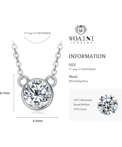 Moissanite Necklaces for Women, 1-2CT D-E Color VVS1 Clarity Moissanite Diamond Pendant, 18K White Gold Plated Necklace, Jewe...