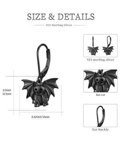 Bat/Spider/Cat Earrings for Women Girls Sterling Silver Cute Animal Bat Leverback Drop & Dangle Earrings Bat Jewelry Hallowee...