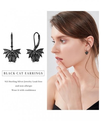 Bat/Spider/Cat Earrings for Women Girls Sterling Silver Cute Animal Bat Leverback Drop & Dangle Earrings Bat Jewelry Hallowee...