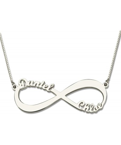 Personalized Infinity Family Name Pendant with Any Names Eternal Infinity Name Necklace Brass 2 Name Silver Plated $14.69 Nec...