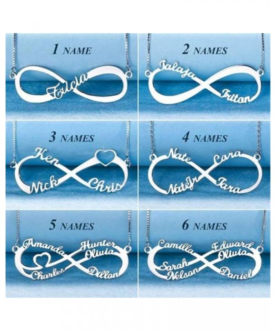 Personalized Infinity Family Name Pendant with Any Names Eternal Infinity Name Necklace Brass 2 Name Silver Plated $14.69 Nec...