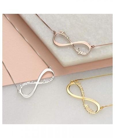 Personalized Infinity Family Name Pendant with Any Names Eternal Infinity Name Necklace Brass 2 Name Silver Plated $14.69 Nec...