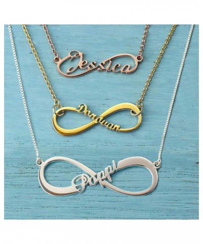 Personalized Infinity Family Name Pendant with Any Names Eternal Infinity Name Necklace Brass 2 Name Silver Plated $14.69 Nec...