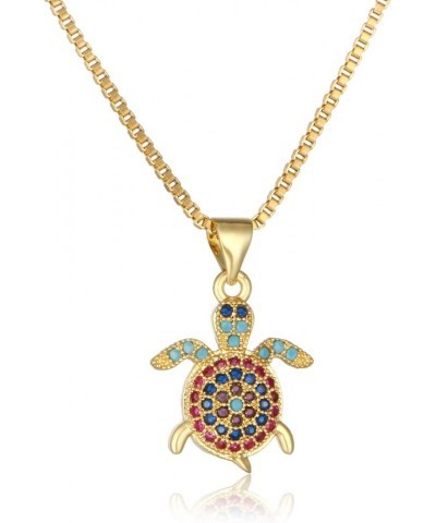 Turtle Necklace for Women Cubic Zircon Sea Turtle Pendant Necklace Gifts for Women Girls Gold $9.34 Necklaces