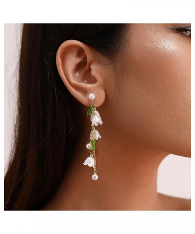 Flower Earrings for Women White Fairy Flower Earrings for Girls Floral Earrings Long Tassel Earrings Lily Of The Valley Earri...