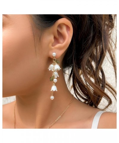 Flower Earrings for Women White Fairy Flower Earrings for Girls Floral Earrings Long Tassel Earrings Lily Of The Valley Earri...