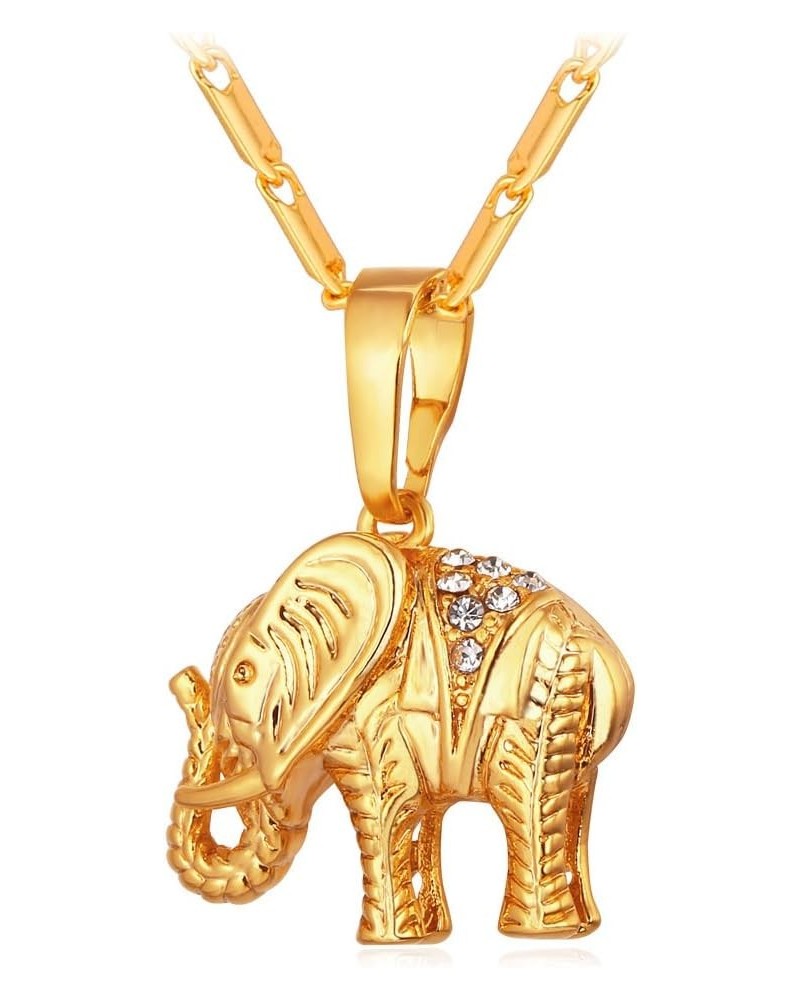 Women Girls Lucky Necklace Stainless Steel 18K Gold Plated Cute Dachshund/Elephant/Pig Animal Pendant 02.Elephant Gold $10.43...