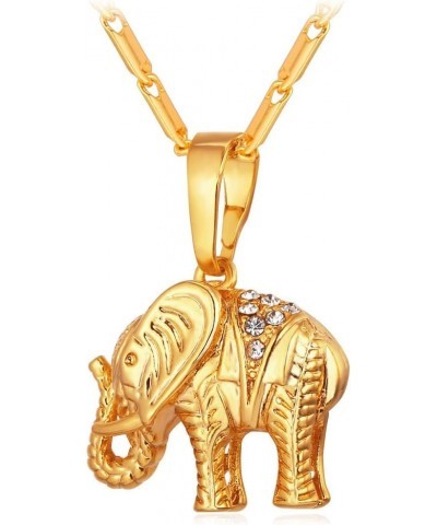 Women Girls Lucky Necklace Stainless Steel 18K Gold Plated Cute Dachshund/Elephant/Pig Animal Pendant 02.Elephant Gold $10.43...