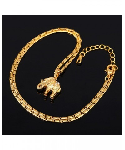 Women Girls Lucky Necklace Stainless Steel 18K Gold Plated Cute Dachshund/Elephant/Pig Animal Pendant 02.Elephant Gold $10.43...