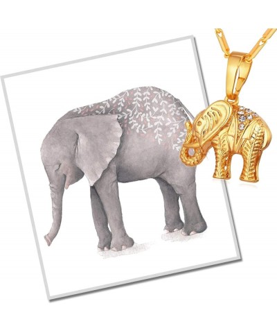 Women Girls Lucky Necklace Stainless Steel 18K Gold Plated Cute Dachshund/Elephant/Pig Animal Pendant 02.Elephant Gold $10.43...