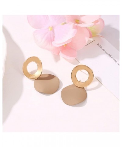 Round Curved Dangle Earrings Set for Women and Girls Gold Fashion Matte Paint Discs Drop Statement Jewelry White + Green + Br...