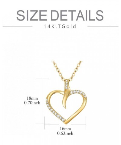 14K Real Gold Heart Necklace for Women, Solid Gold Open/Floating/Puffy/Heart Pendant Necklace Gold Jewelry Birthday Mother's ...