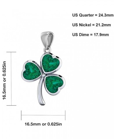 Ladies 925 Sterling Silver Simulated Emerald Irish Celtic Shamrock Pendant Necklace, 18in to 24in 24in 2.2mm Box Chain $50.14...