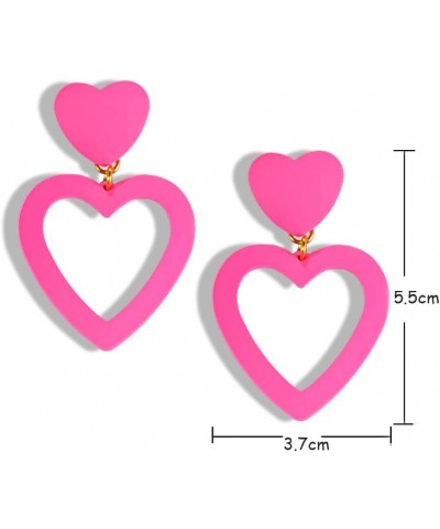 Hot Pink Heart Earrings for Women Dangling Red Heart Dangle Earrings for Teen Girls Black Heart Earrings for Women Hot Pink E...