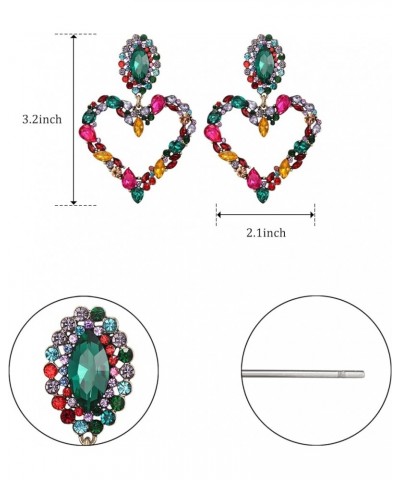 Crystal Heart Love Dangle Statement Earrings for Women, Marquise Teardrop Rhinestone Gala Fashion Chandelier Drop Earring for...