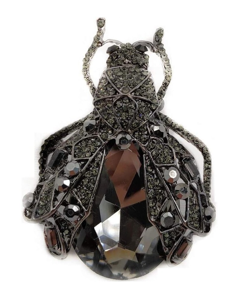 Art Nouveau Vintage Rainbow Colored Rhinestone Cicada Brooch Beetle Pin Black $10.79 Brooches & Pins