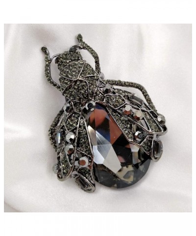 Art Nouveau Vintage Rainbow Colored Rhinestone Cicada Brooch Beetle Pin Black $10.79 Brooches & Pins