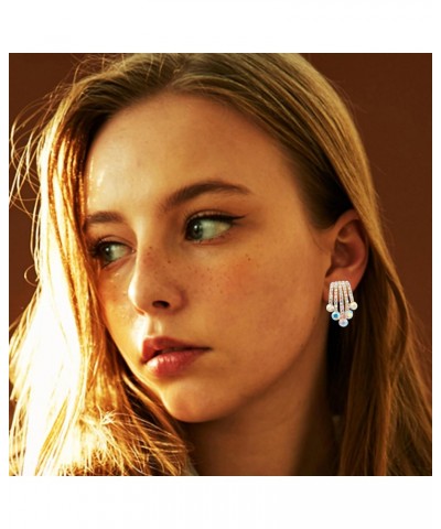 Meteor Tassel Hollow AB Crystal Clip On Gold Earrings for Women - Dome Star Iridescent Earrings Non Pierced Jewelry $6.23 Ear...