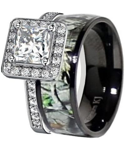 Women`s White Titanium Camo and Sterling Silver Halo Engagement Wedding Rings Set SP18ERWC9 Black $36.40 Bracelets