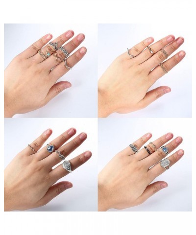 66pcs Gold Silver Knuckle Rings for Women Stackable Mid Finger Joint Ring Set Retro Vintage Boho Rings Aesthetic Stacking Cry...