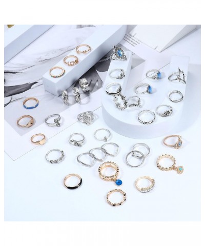 66pcs Gold Silver Knuckle Rings for Women Stackable Mid Finger Joint Ring Set Retro Vintage Boho Rings Aesthetic Stacking Cry...