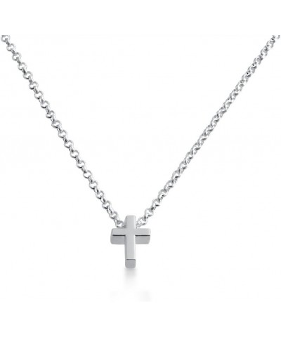 Simple Cross Symbol Bead Pendant Necklace 14k Plated or 925 Sterling Silver Sterling Silver 22.0 Inches $23.90 Necklaces