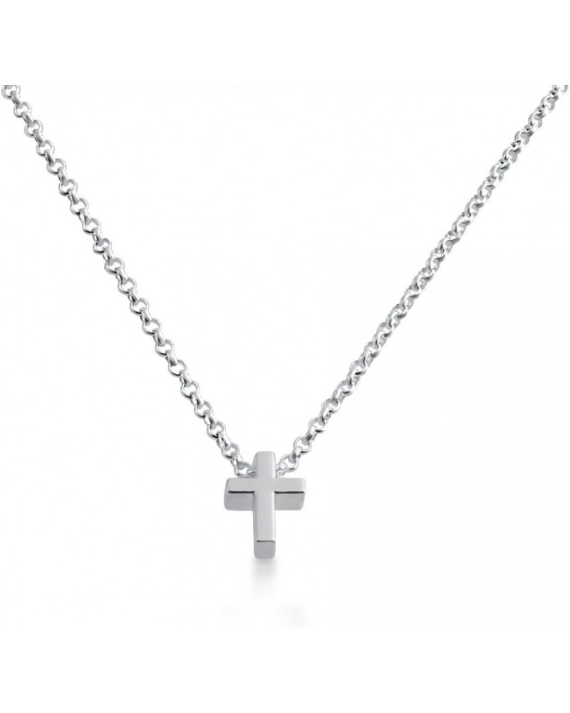 Simple Cross Symbol Bead Pendant Necklace 14k Plated or 925 Sterling Silver Sterling Silver 22.0 Inches $23.90 Necklaces