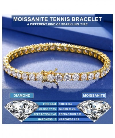 Moissanite Tennis Bracelet 4.8-60CTTW Lab Created Diamond Bracelet for Women 18K White Yellow Gold Plated Sterling Silver Men...