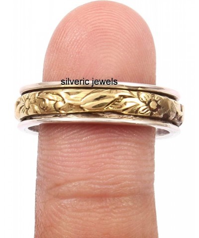 Flora Spin band Sterling Silver Spinner ring Unique Fashion Fidget Meditation Designer Anxiety ring Silver Jewelry $13.92 Rings