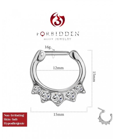 16g Surgical Steel Synthetic Opal & CZ Crystal Hanger Septum Clicker Hoop CZ Clear/Steel $11.39 Body Jewelry