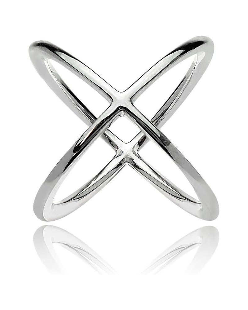 Sterling Silver Fashion Trendy Polished Criss-Cross X Ring for Women Silver-Size 7 $12.60 Rings