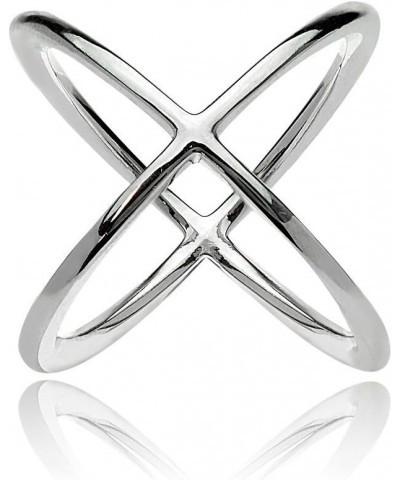 Sterling Silver Fashion Trendy Polished Criss-Cross X Ring for Women Silver-Size 7 $12.60 Rings