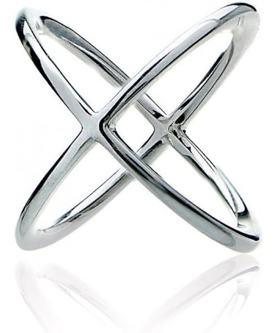 Sterling Silver Fashion Trendy Polished Criss-Cross X Ring for Women Silver-Size 7 $12.60 Rings