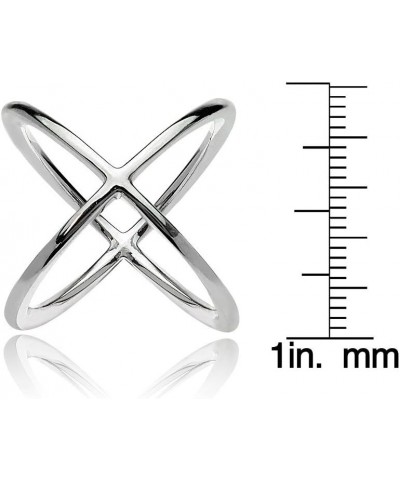 Sterling Silver Fashion Trendy Polished Criss-Cross X Ring for Women Silver-Size 7 $12.60 Rings