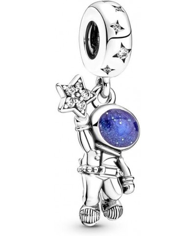 925 Sterling Silver Astronaut Galaxy Star Crescent Moon Murano Bead Charms Fit al Pandora Bracelet DIY Women Gift Jewelry SS4...