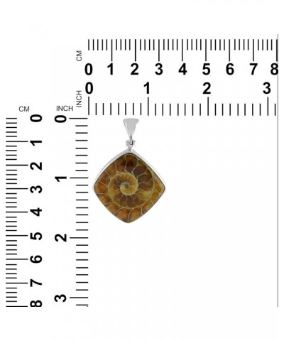 natural Ammonite Fossil Pendant 925 Sterling Silver Cushion Cut Square Cabochon $27.52 Pendants