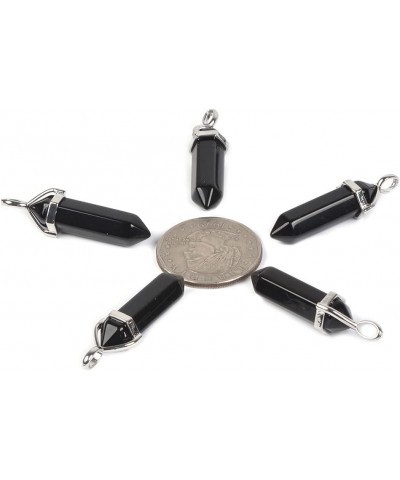 Natural Gemstone Hexagonal Pointed Reiki Chakra Pendant Genuine Leather Necklace 18 Black Agate $7.34 Necklaces