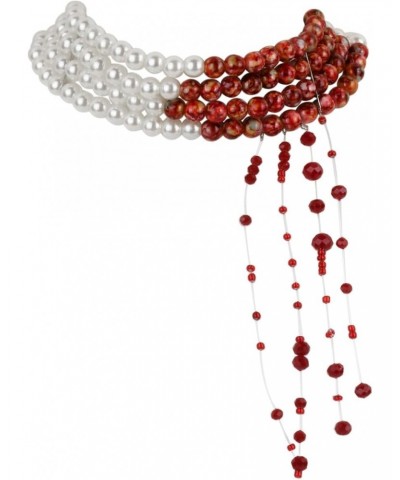 Bloody Pearl Necklace Vampire Choker Halloween Costume Jewelry for Women $8.39 Necklaces