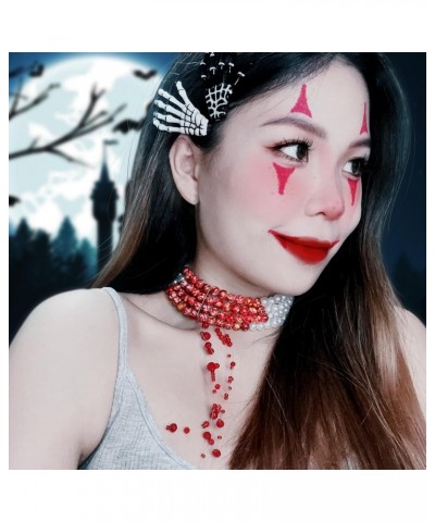 Bloody Pearl Necklace Vampire Choker Halloween Costume Jewelry for Women $8.39 Necklaces