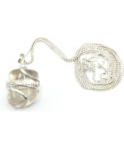 Wire Wrapped Tumbled Necklace With Silver Platted Chain & Cord - 18 inch Charm Necklace Jewelry Gift Clear Quartz $8.84 Neckl...