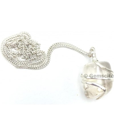 Wire Wrapped Tumbled Necklace With Silver Platted Chain & Cord - 18 inch Charm Necklace Jewelry Gift Clear Quartz $8.84 Neckl...