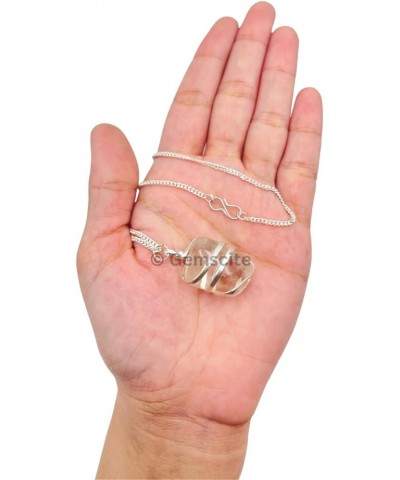 Wire Wrapped Tumbled Necklace With Silver Platted Chain & Cord - 18 inch Charm Necklace Jewelry Gift Clear Quartz $8.84 Neckl...