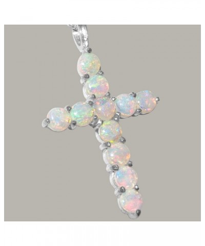 10k White Gold Natural Opal Womens Cross Pendant & Chain - Choice of Chain lengths 20.0 Inches $243.76 Necklaces